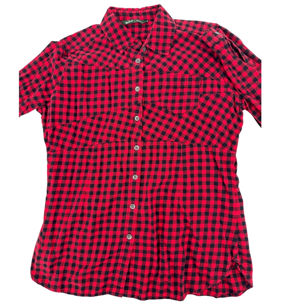Woolrich Women's‎ Red Black Buffalo Plaid Long Sleeve Button Up Shirt Size L